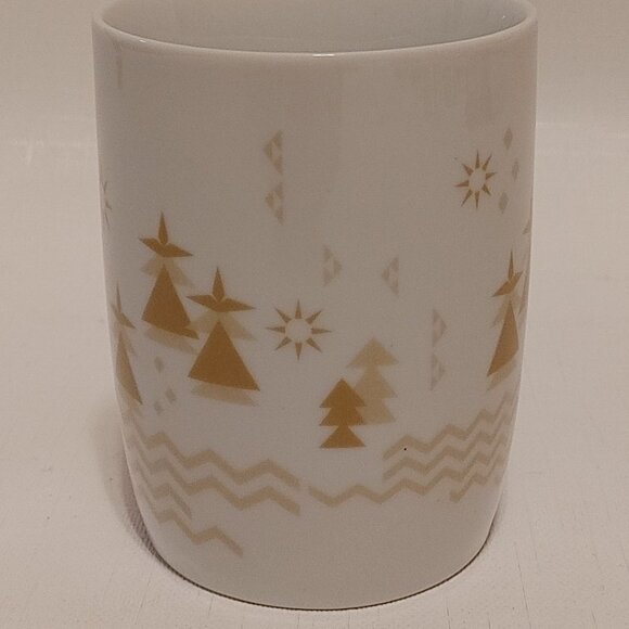 Starbucks Holiday Coffee Mug White Gold Trees 2013 11 Oz Christmas Seaso… - Picture 5 of 6